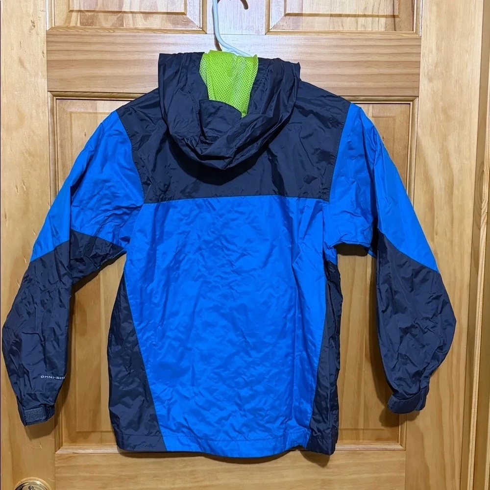 Columbia Blue & Black Omni Heat Waterproof Zip Jacket with Hood, Size 8